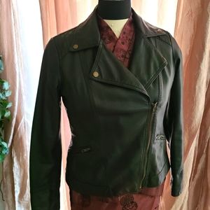 Roz & Ali, brown, faux leather, motorcycle jacket, size medium